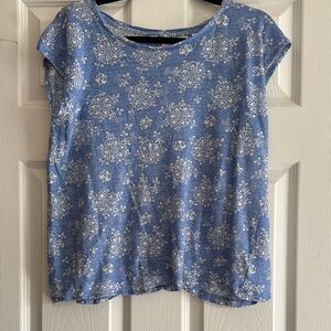 Laura Ashley Blue and White Floral Blouse